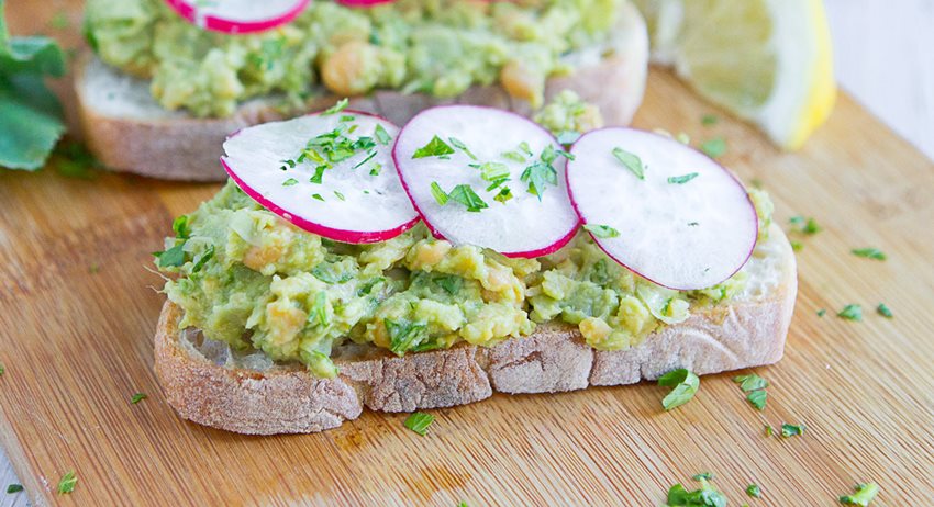 Smashed Avocado and Chickpea Toast with Lemon Zest