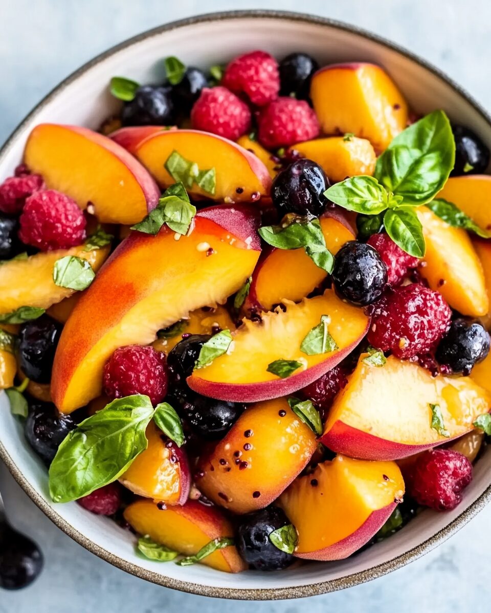 Peach-Berry Fresh Salad with Honey-Lime Dressing