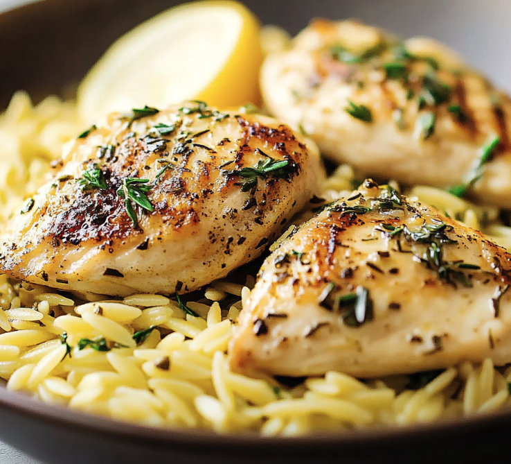 One-Pan Garlic Herb Chicken with Cherry Tomatoes and Orzo