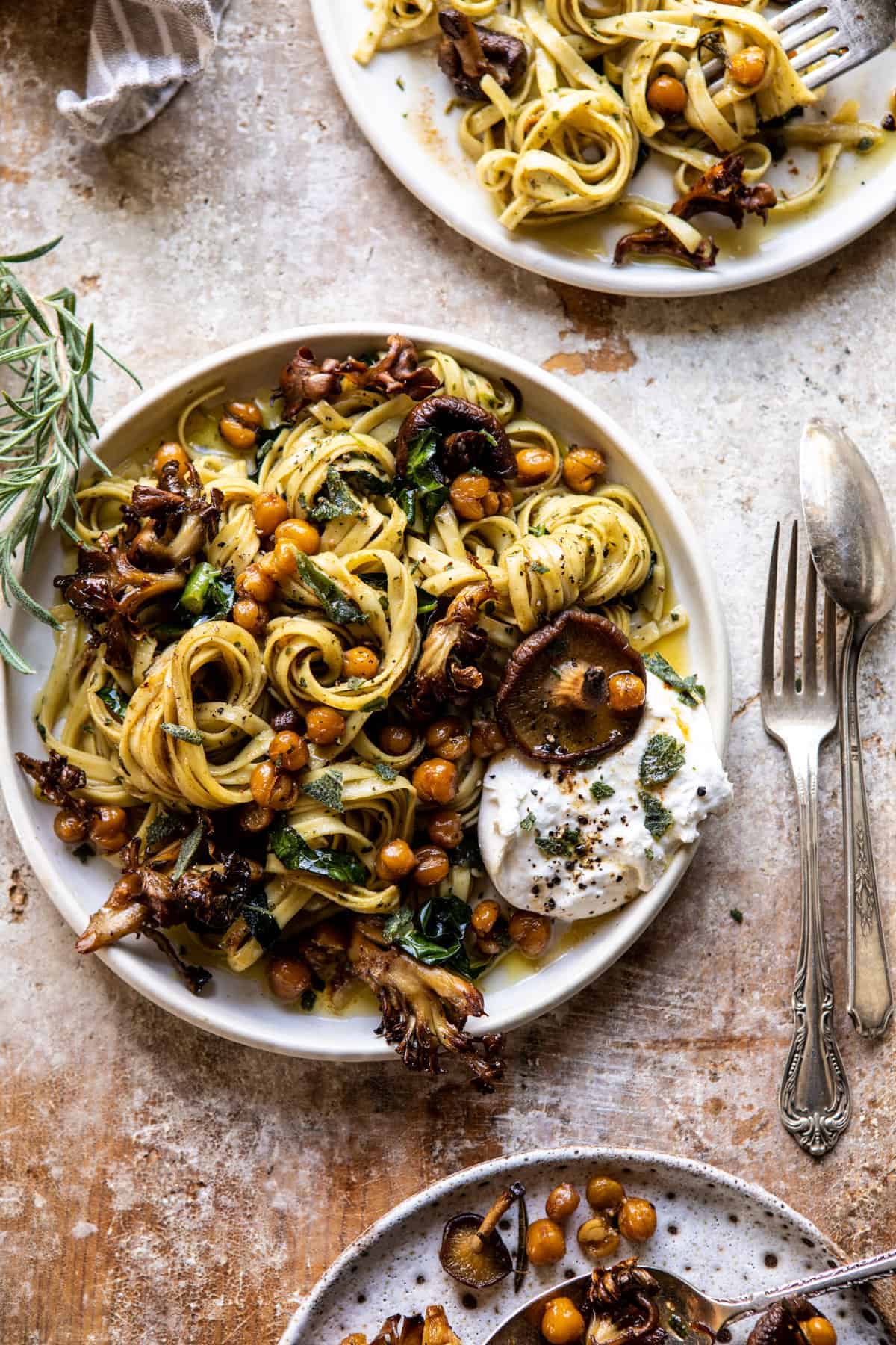 Sautéed Wild Mushroom & Thyme Pasta with Crispy Sage