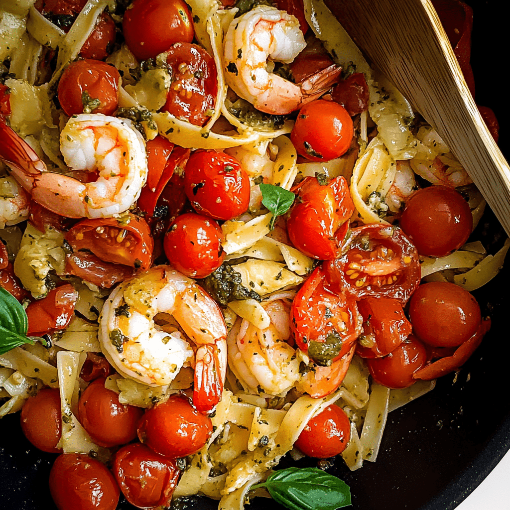 Saffron-Infused Shell Pasta with Shrimp and Cherry Tomatoes