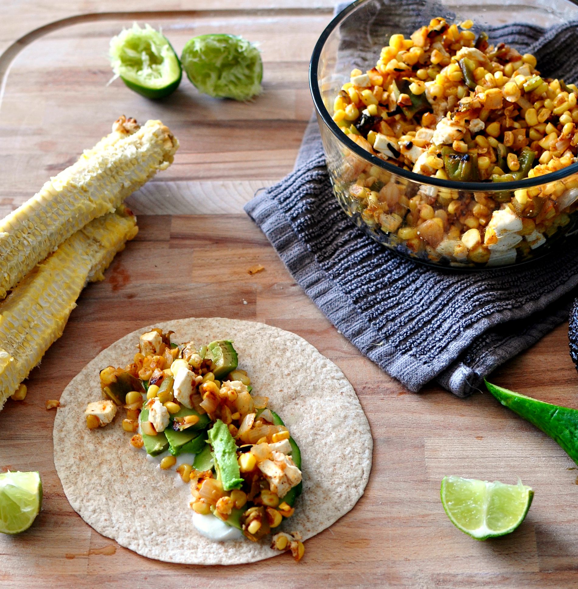 Blue Corn and Charred Corn Tacos