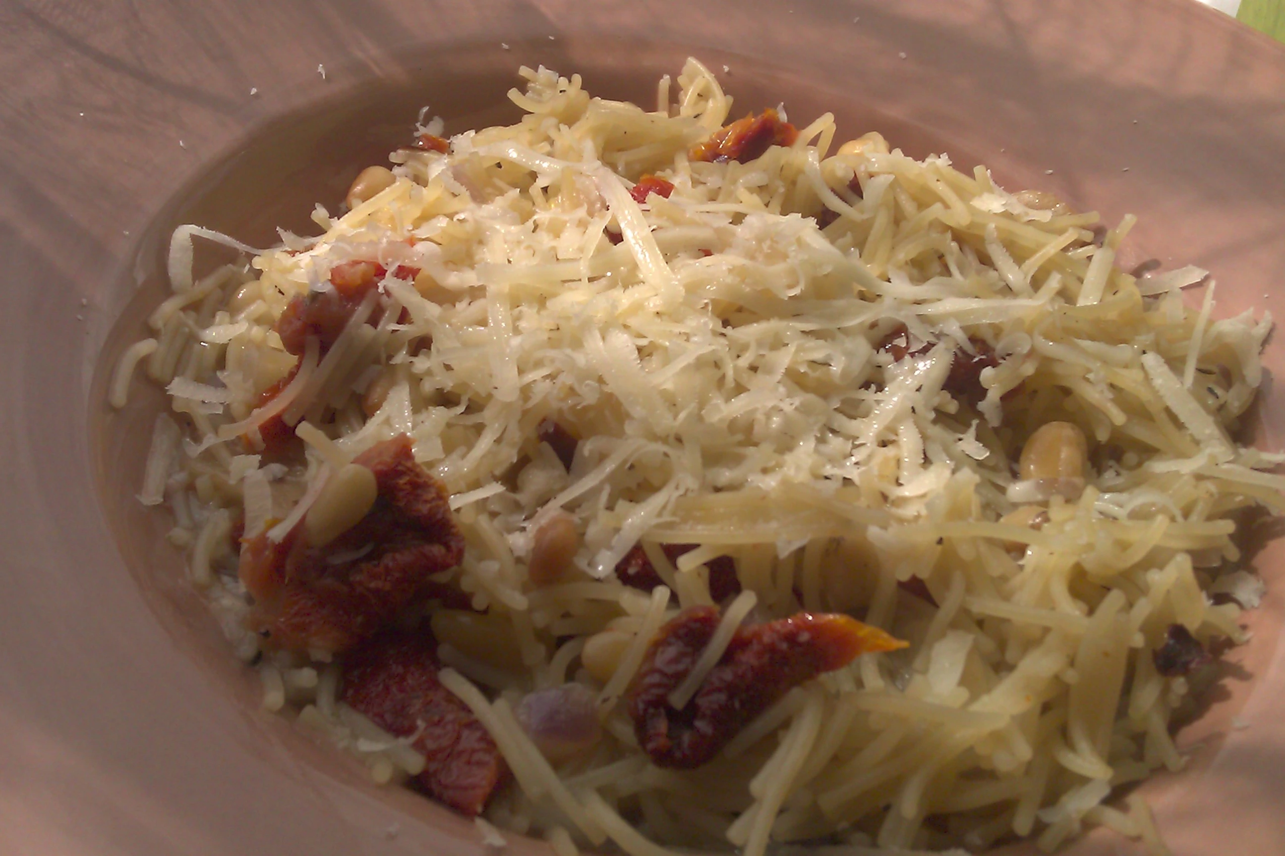 Sun-Dried Tomato and Spinach Pasta with Pine Nuts