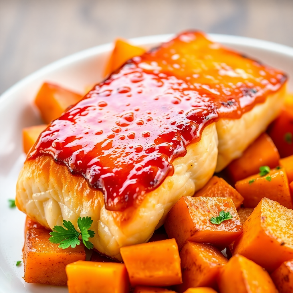 Smoky Lemon-Glazed Salmon with Roasted Sweet Potatoes
