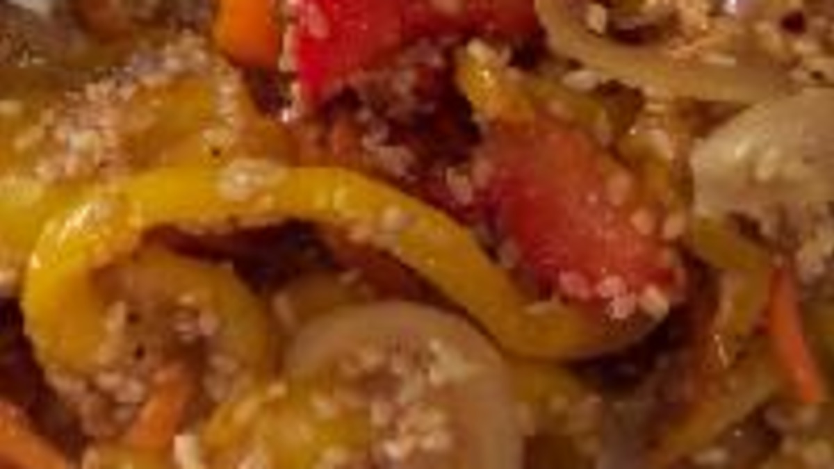 Roasted Rainbow Pepper Medley with Herb Crust
