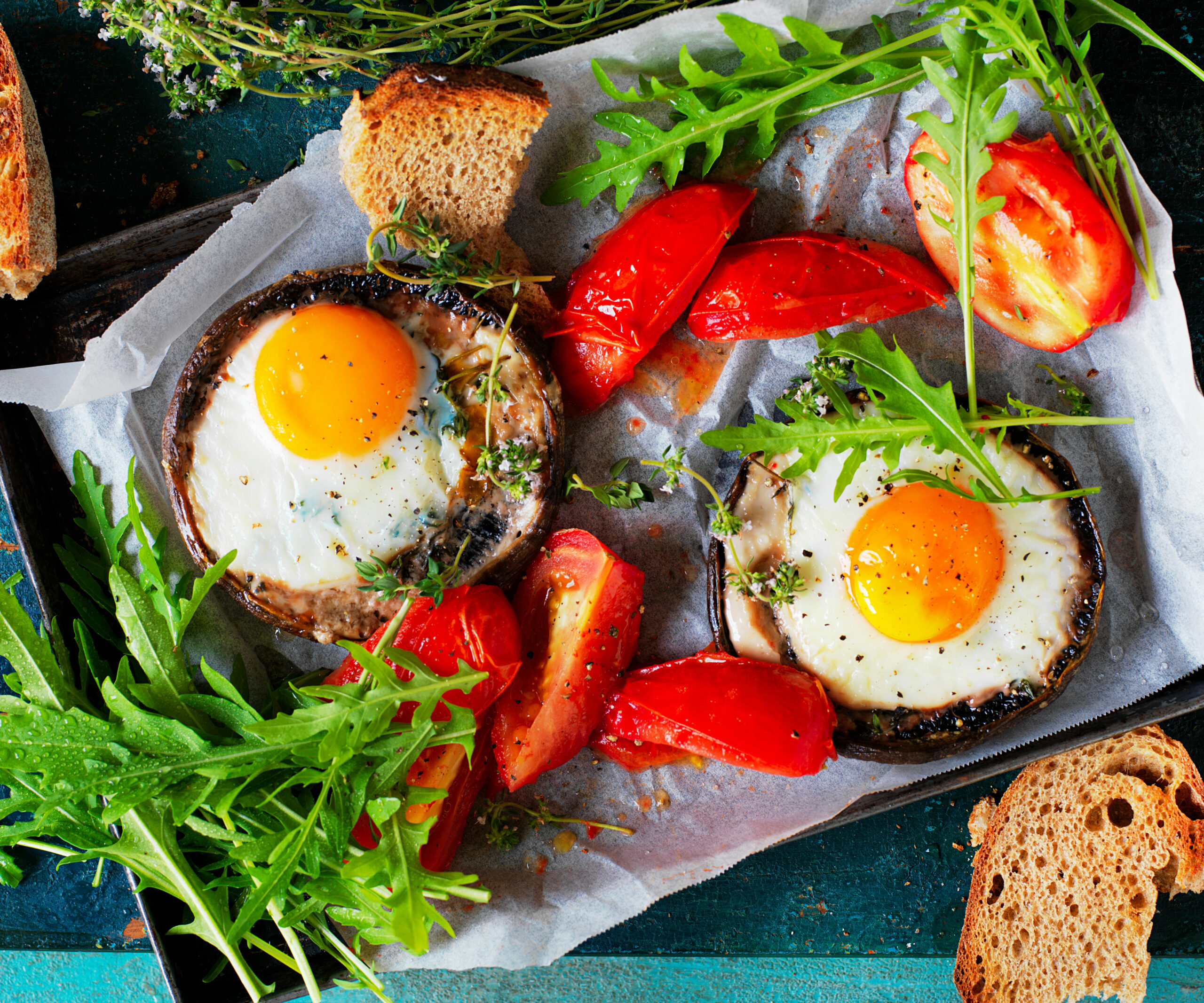 Mushroom and Chive Baked Eggs