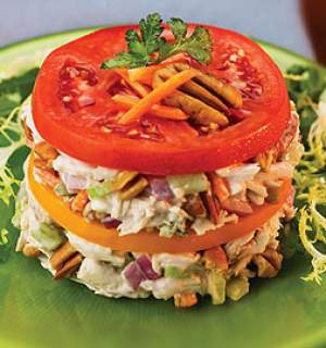 Layered Chicken Salad with Lemon-Dill Hummus