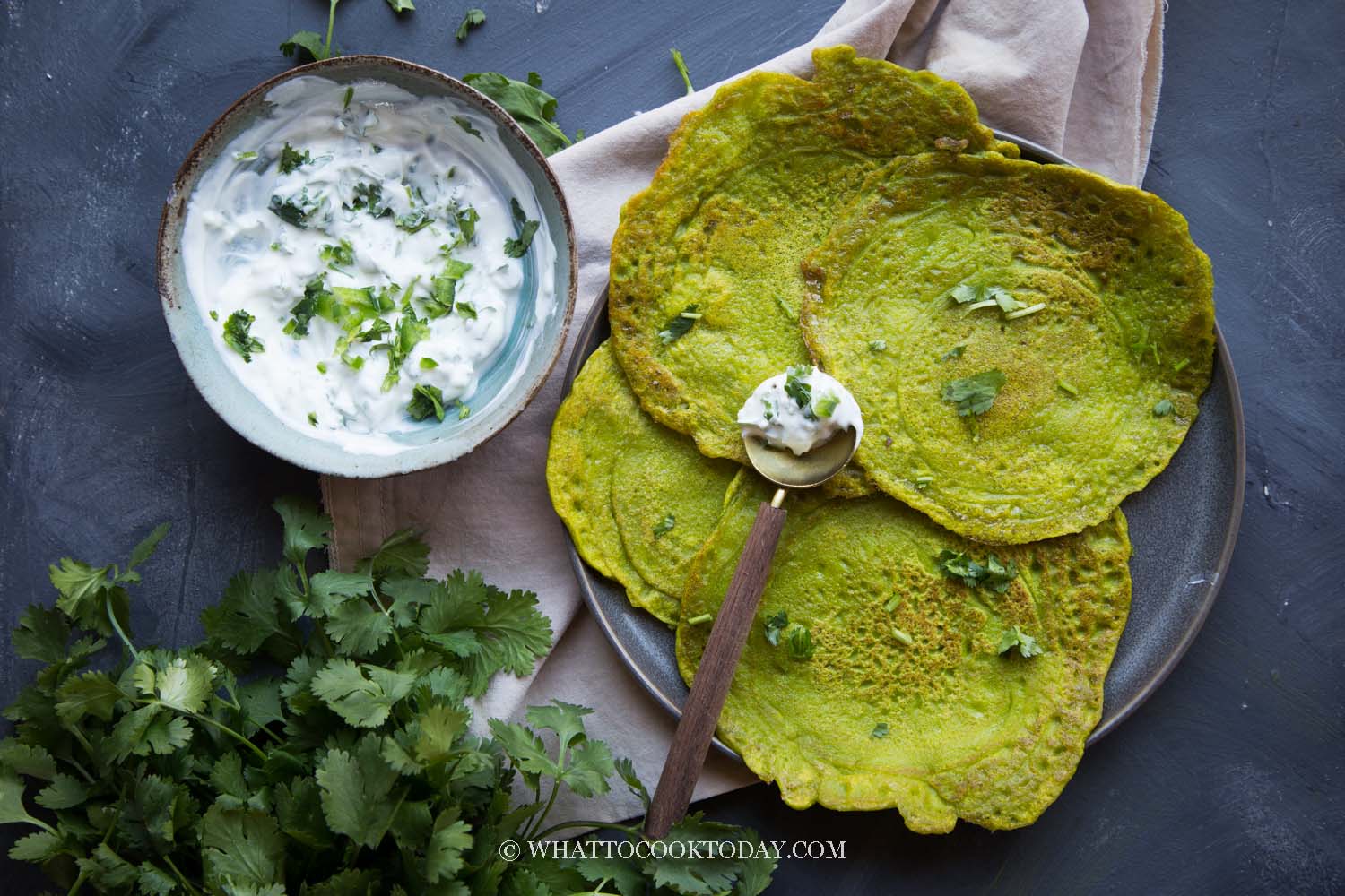 Cumin-Scented Moong Dal Pancakes with Fresh Green Chilies