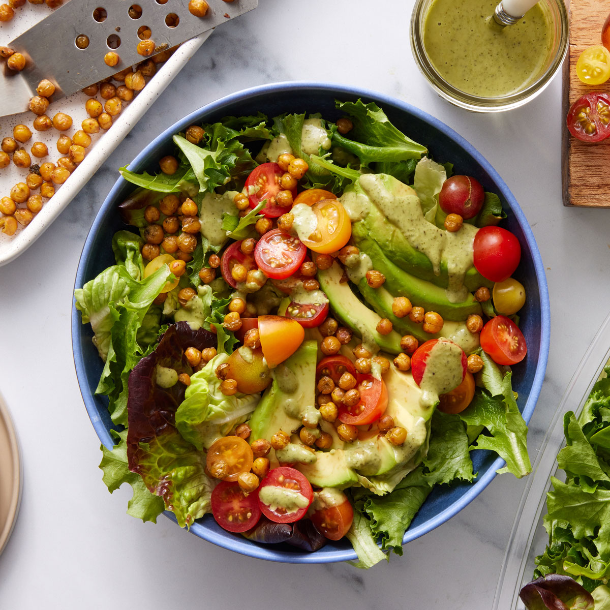 Avocado-Lemon Herb Salad with Roasted Chickpeas