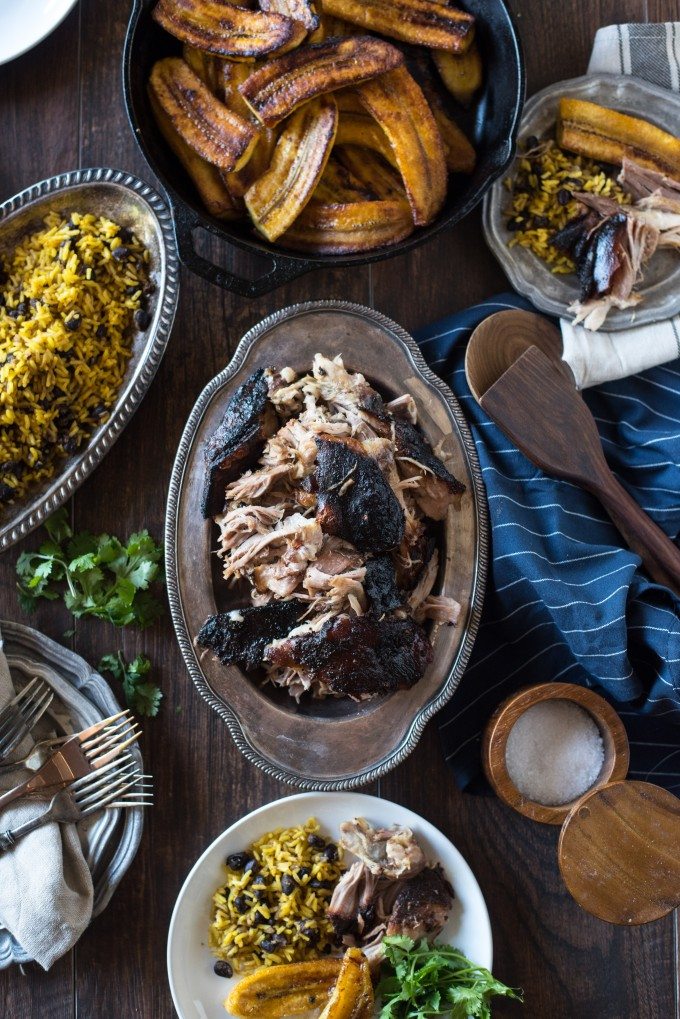 Slow-Roasted Pernil with Plantains and Cilantro