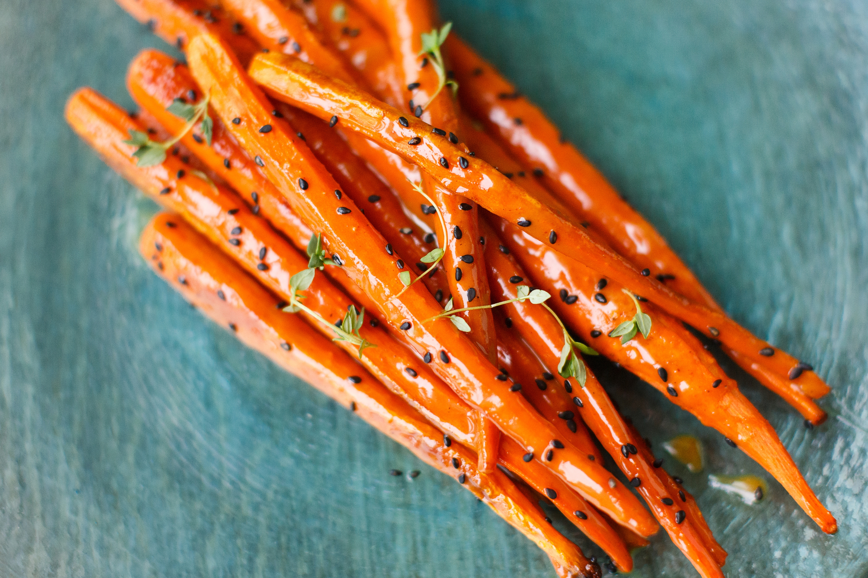 Tahini-Glazed Roasted Carrots with Lemon Zest