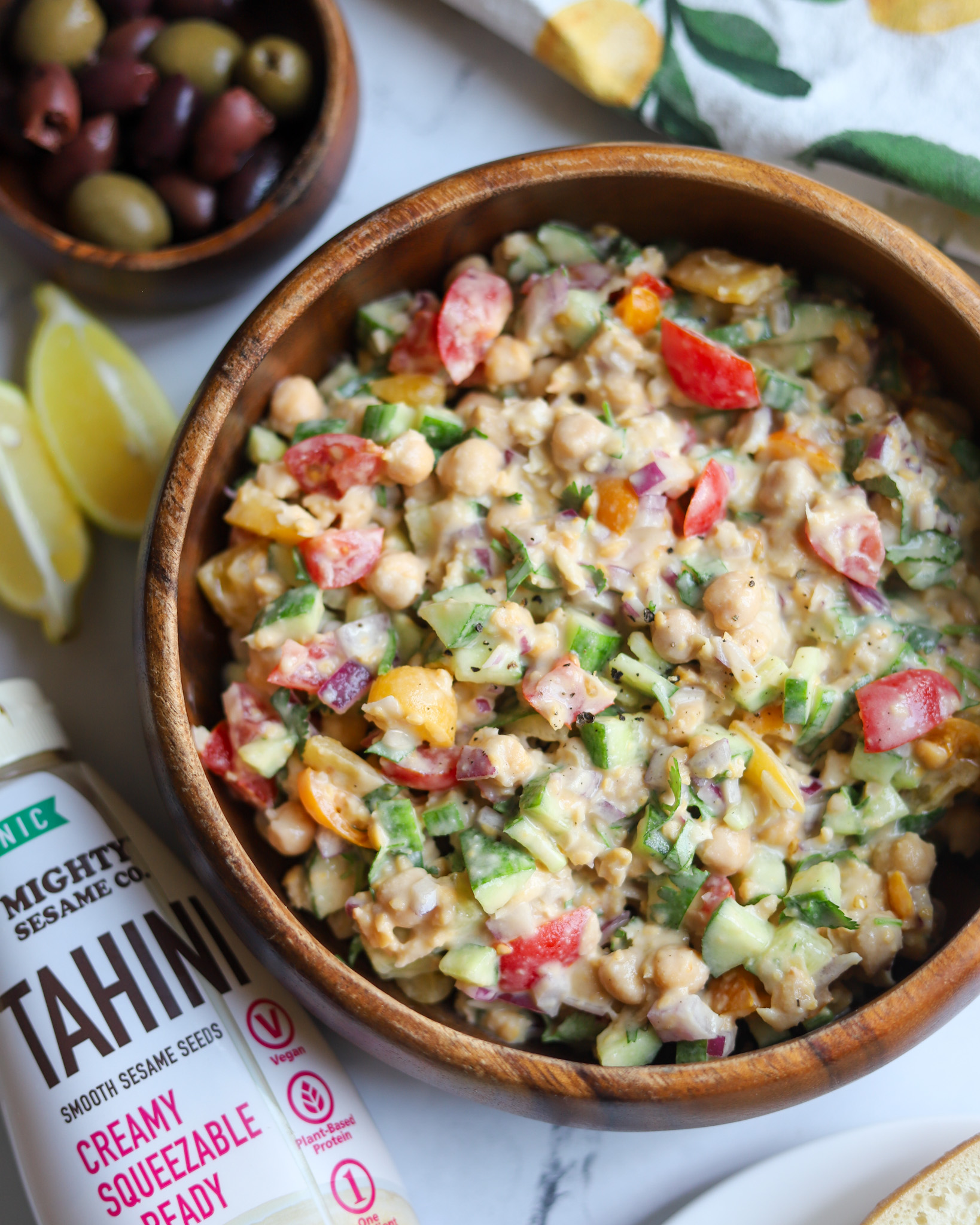 Chickpea-Tahini Salad with Cucumber and Dill