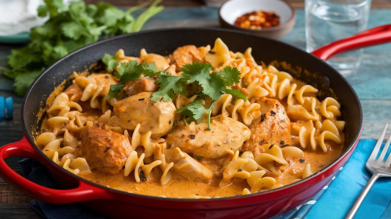 Three-Ingredient Chicken and Pasta Skillet