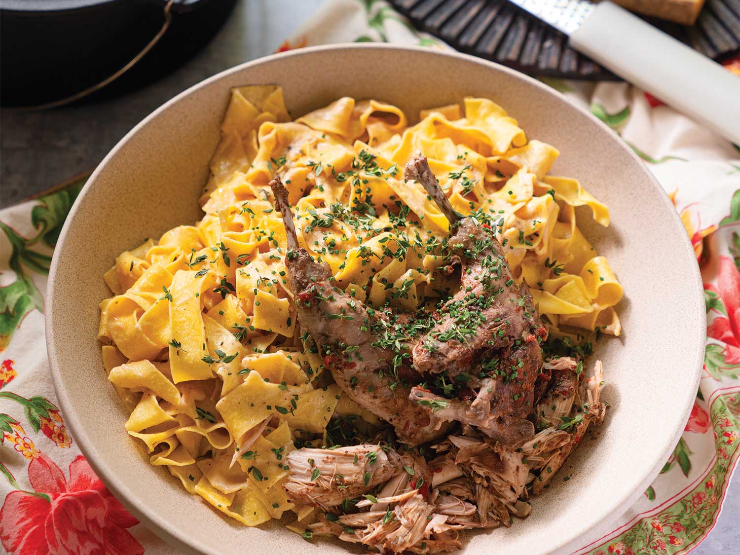 Wine-Braised Rabbit with Caraway and Mushrooms
