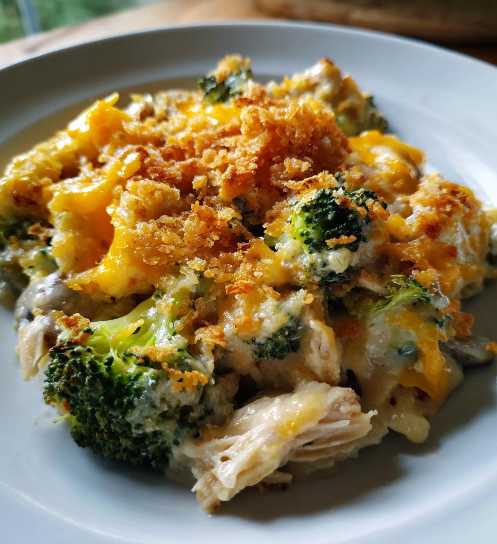 Mushroom-Infused Chicken and Broccoli Bake