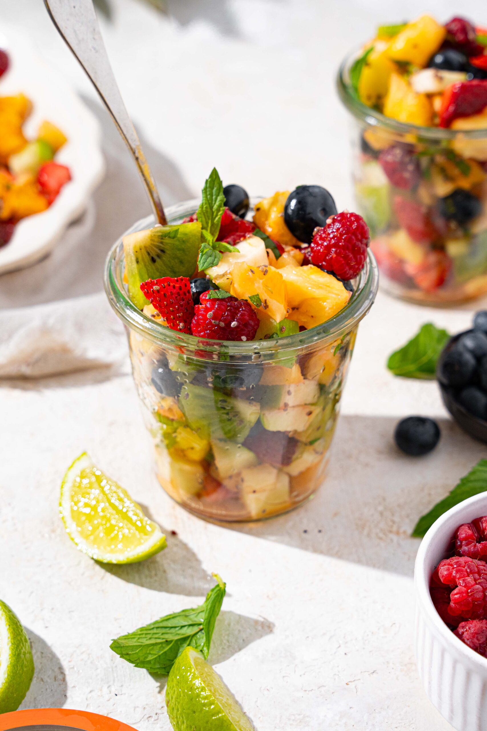 Pomegranate-Glazed Fruit Salad with Fresh Mint