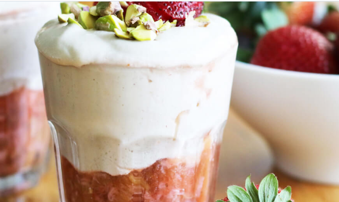 Strawberry-Rhubarb Parfait with Toasted Almonds