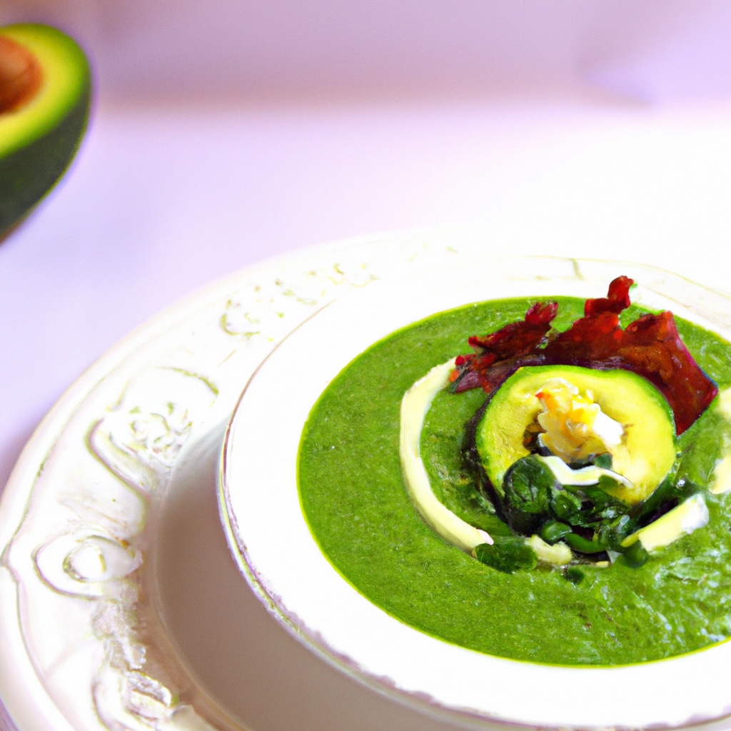 Simmered Avocado Bone Broth Soup with Spinach