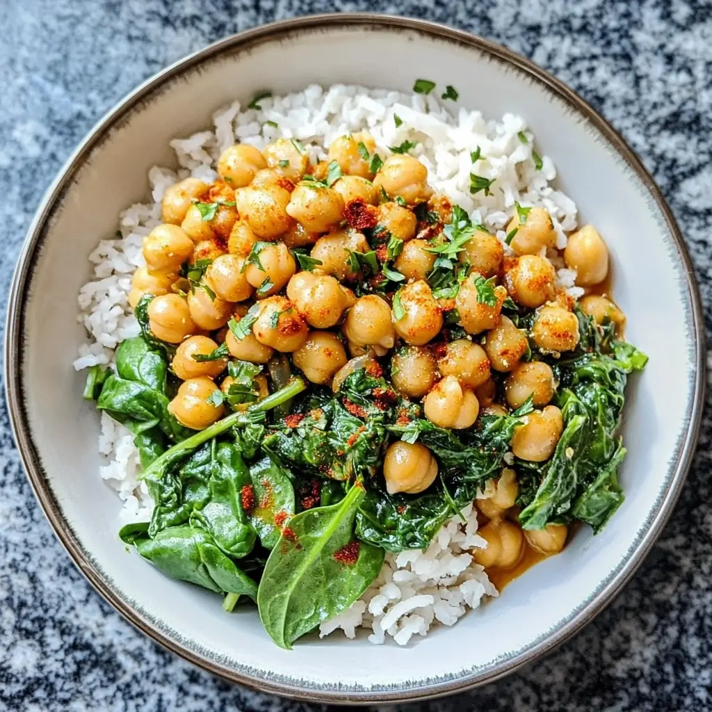 Chickpea and Spinach Bowl with Lemon Dressing
