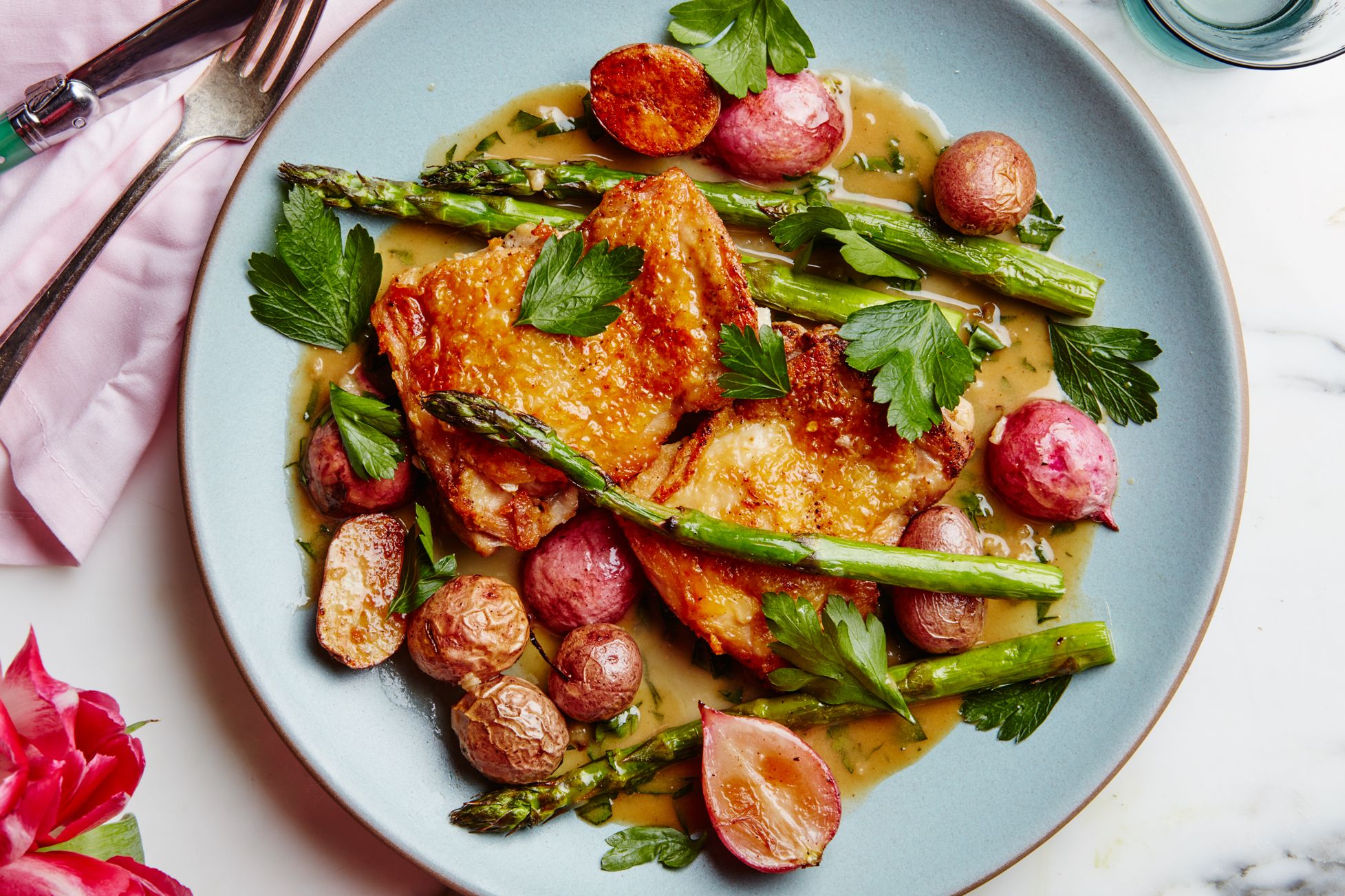 Tarragon-Infused Chicken Thighs with Spring Vegetables
