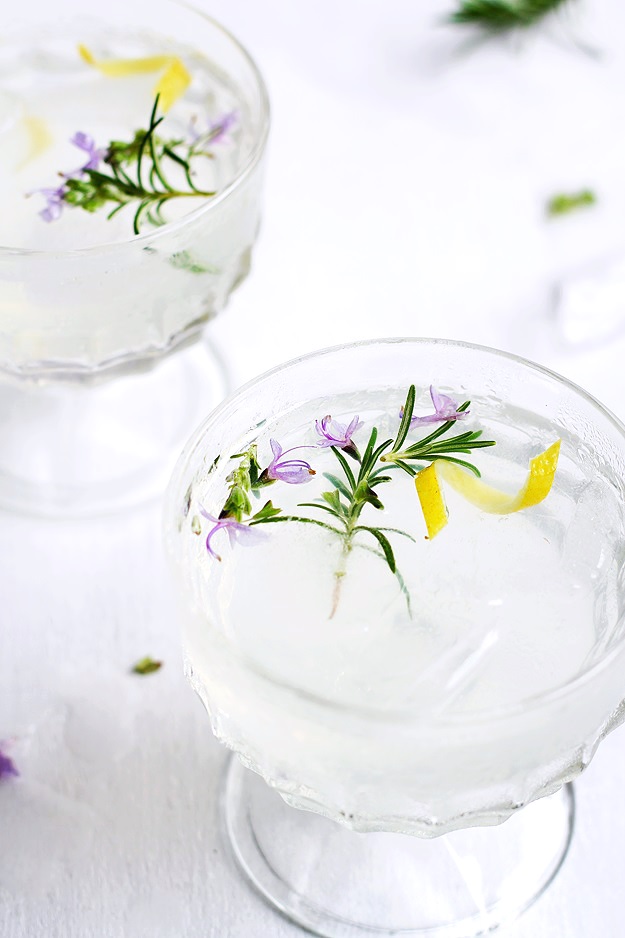 Rosemary-Infused Rose Gin Fizz