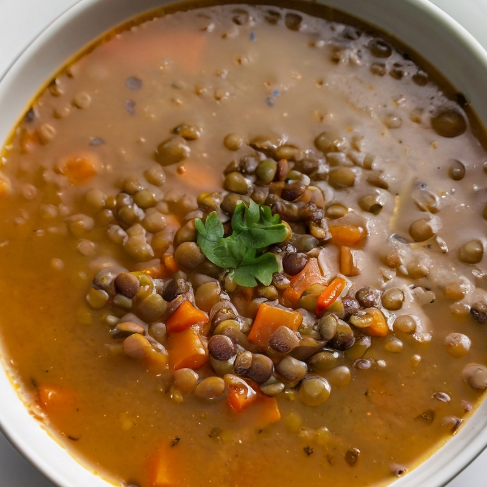 Simmered French Lentil Soup with Garlic and Thyme