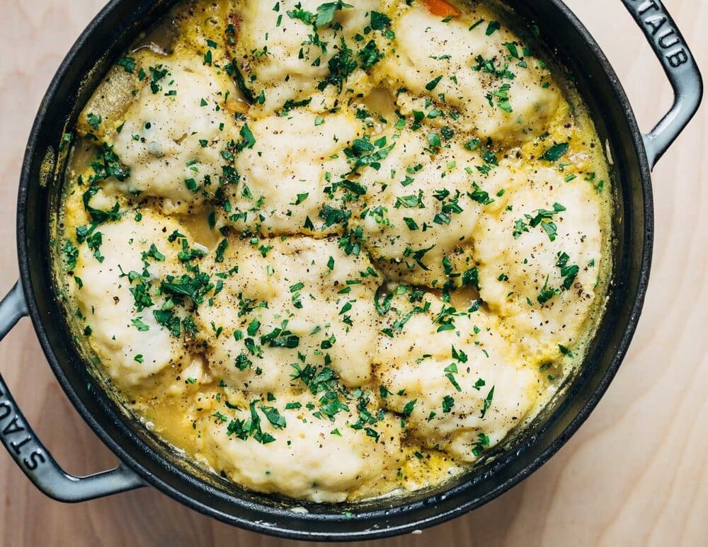 One-Pan Chicken and Dumpling Soup with Root Vegetables