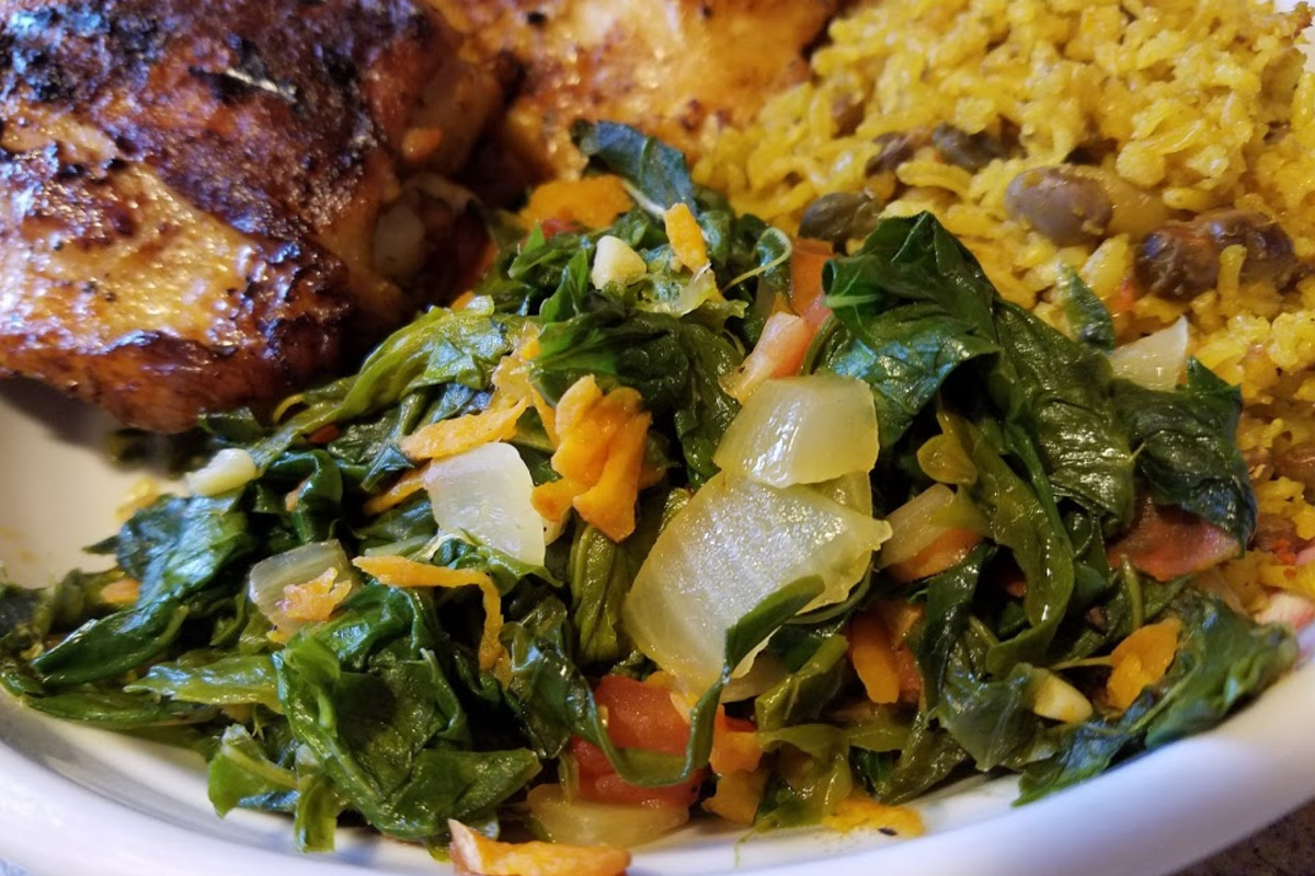 Stewed Callaloo with Coconut Milk