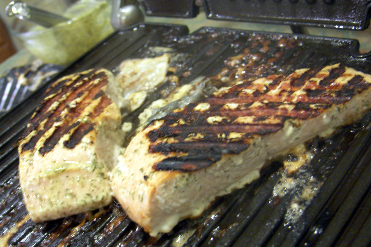 Sear-Grilled Salmon with Dill