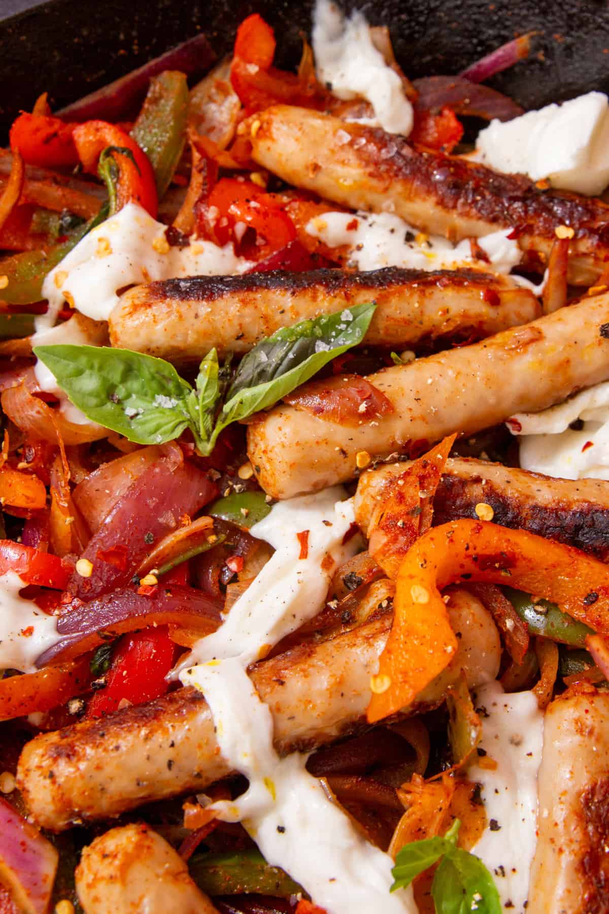 One-Pan Sausage and Peppers with Red Wine Reduction