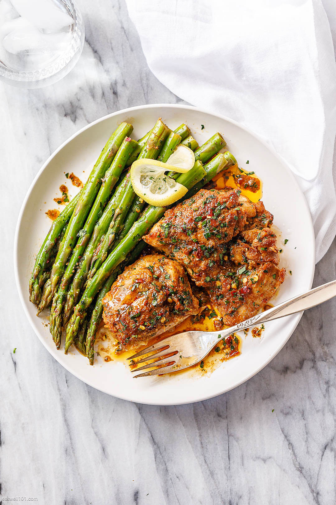 Sautéed Chicken Thighs with Asparagus and Lemon