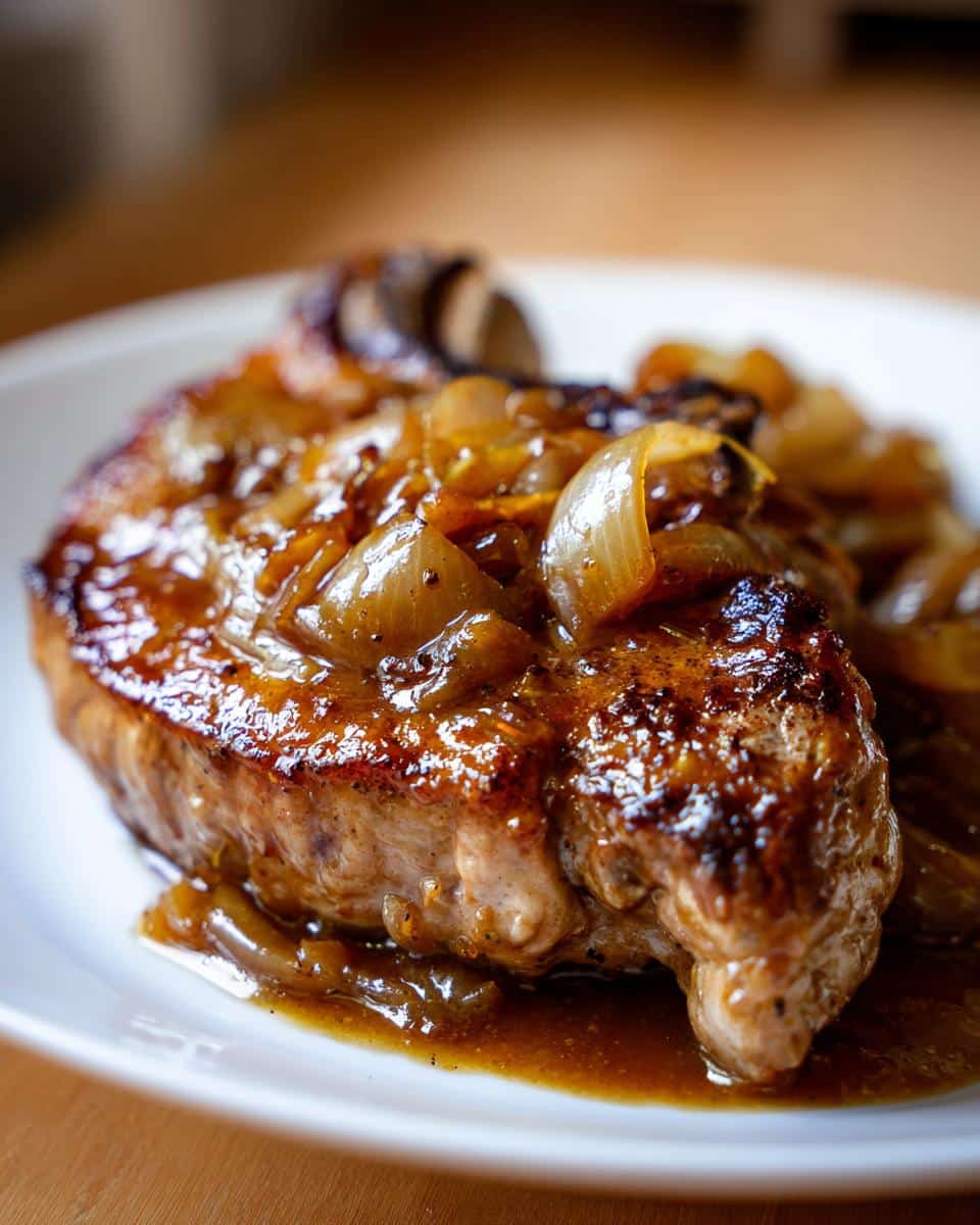 Savory Herb-Smoked Pork Chops with Onion Gravy