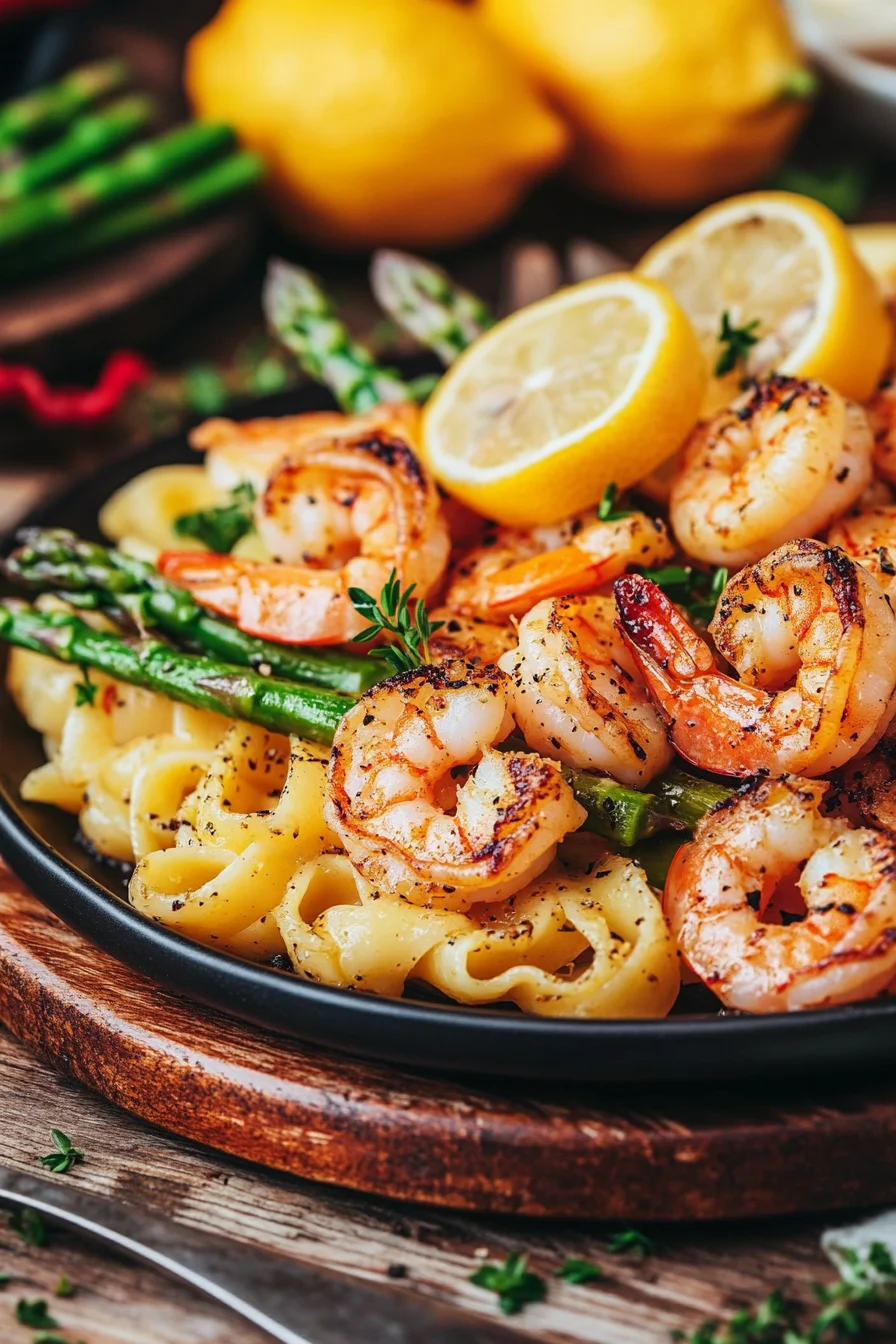 One-Pan Lemon-Garlic Shrimp and Asparagus Pasta