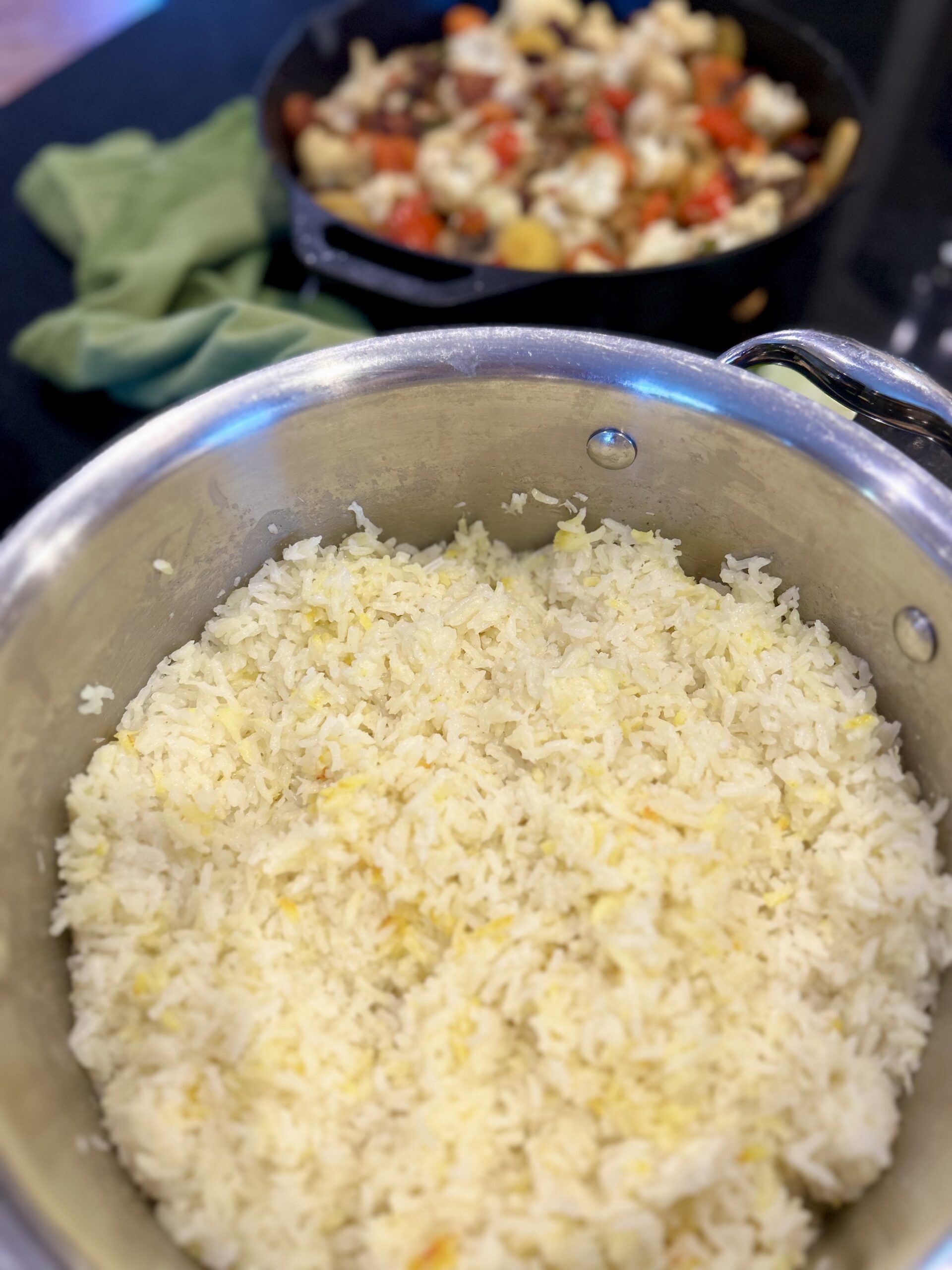Layered Sofrito Vegetables with Coconut Rice