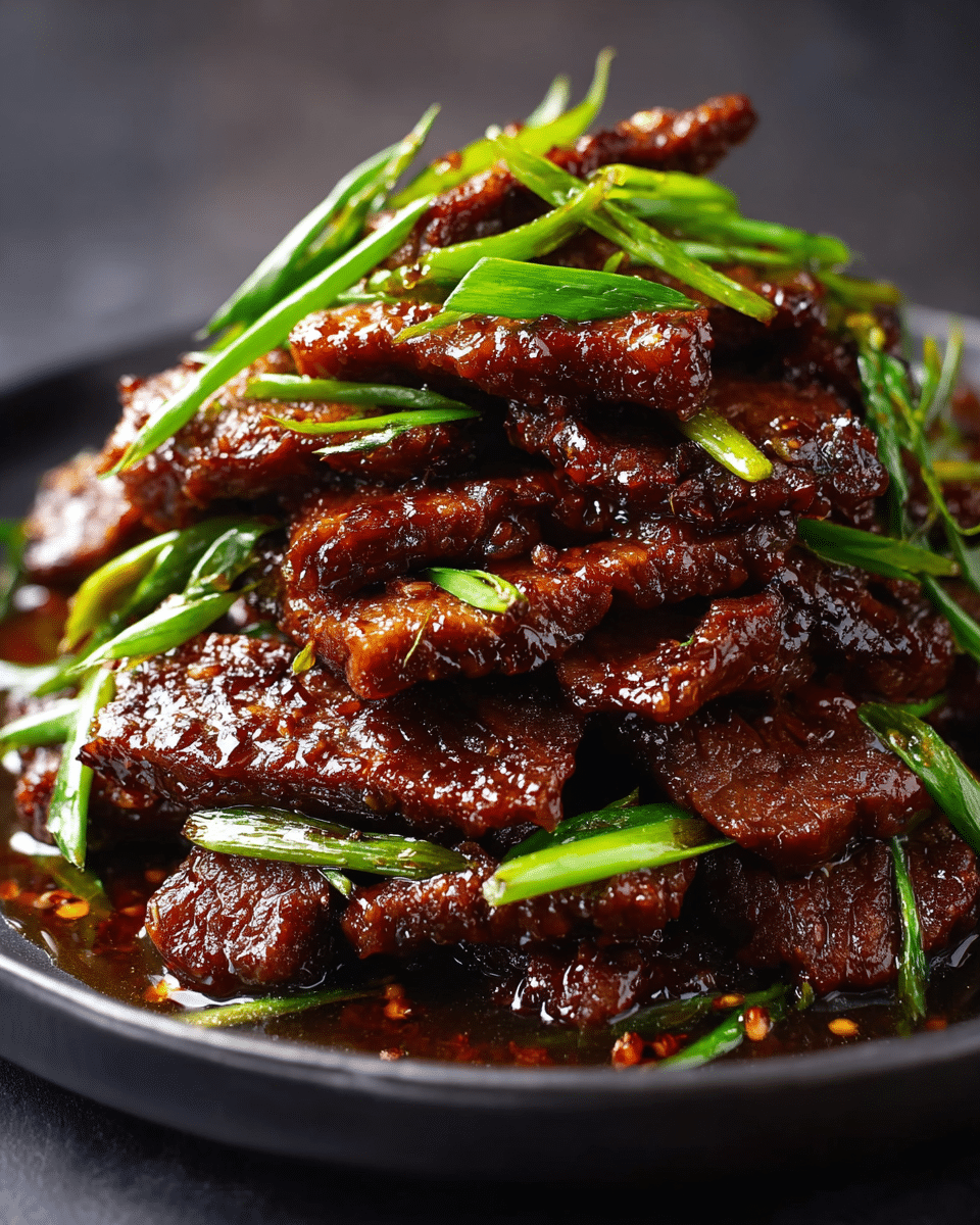 Soy-Glazed Beef with Scallions and Mushrooms