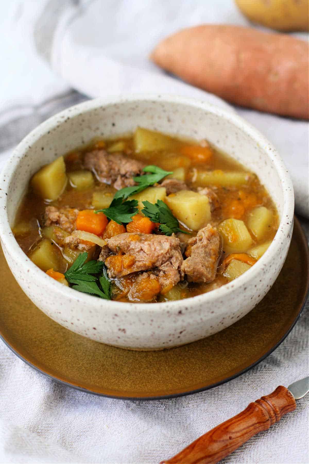 Slow-Cooked Lamb and Potato Soup