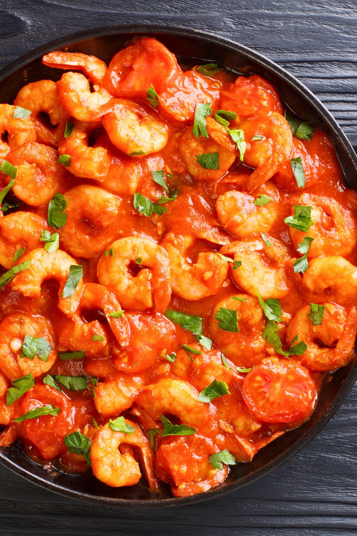 Garlic-Pepper Shrimp and Heirloom Tomato Skillet