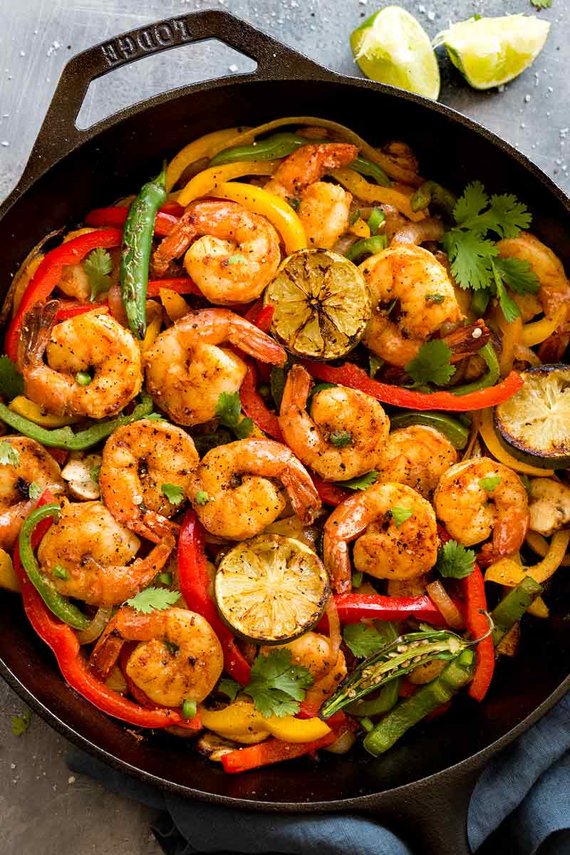 Spicy Cajun Shrimp Fajitas with Bell Peppers