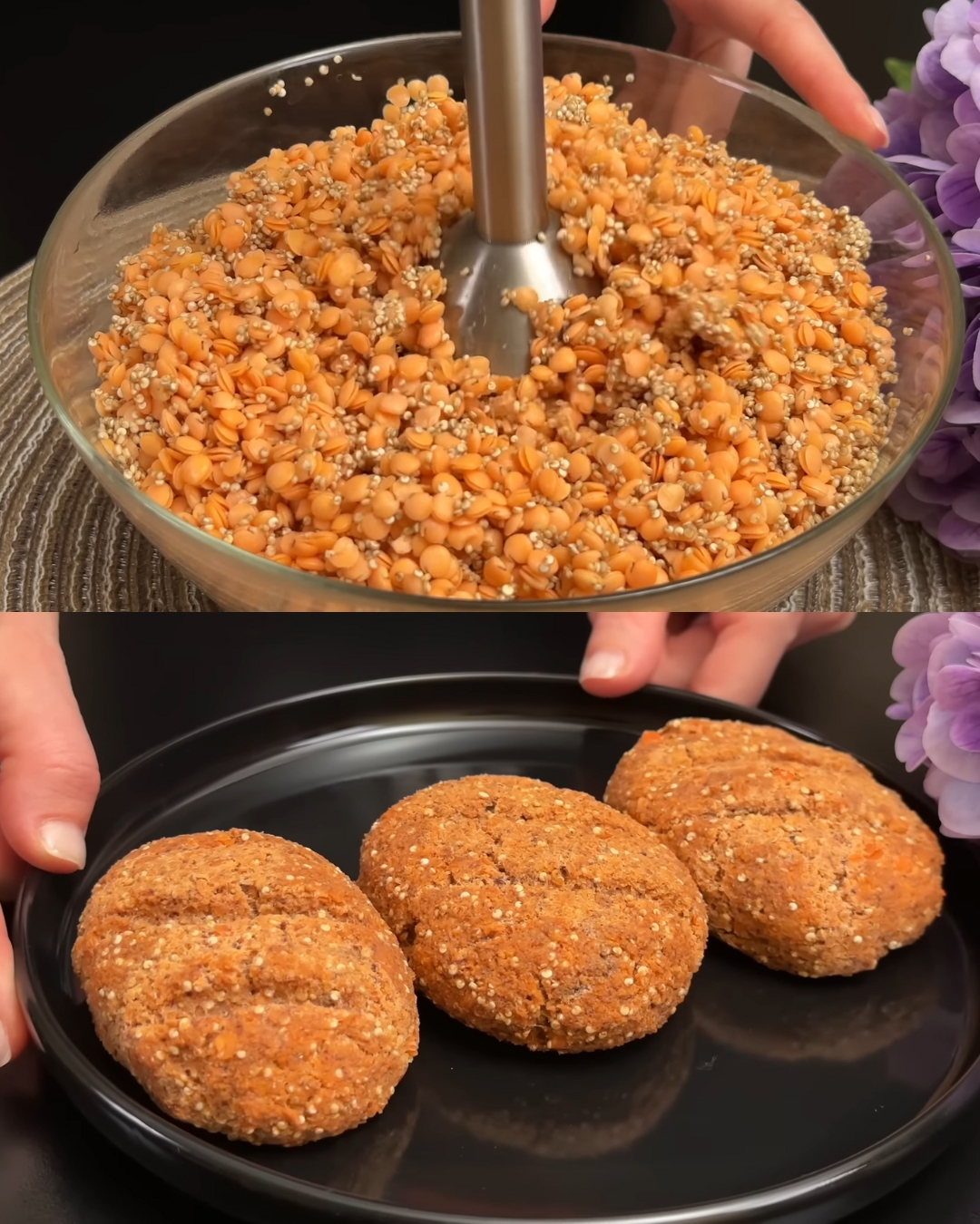 Herbed Red Lentil and Quinoa Patties