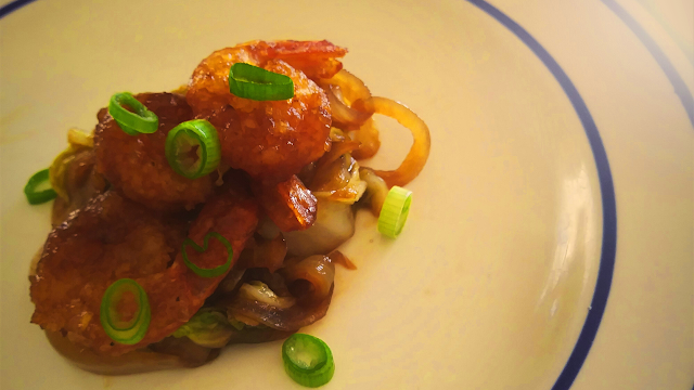 Shrimp Sofrito with Caramelized Plantain