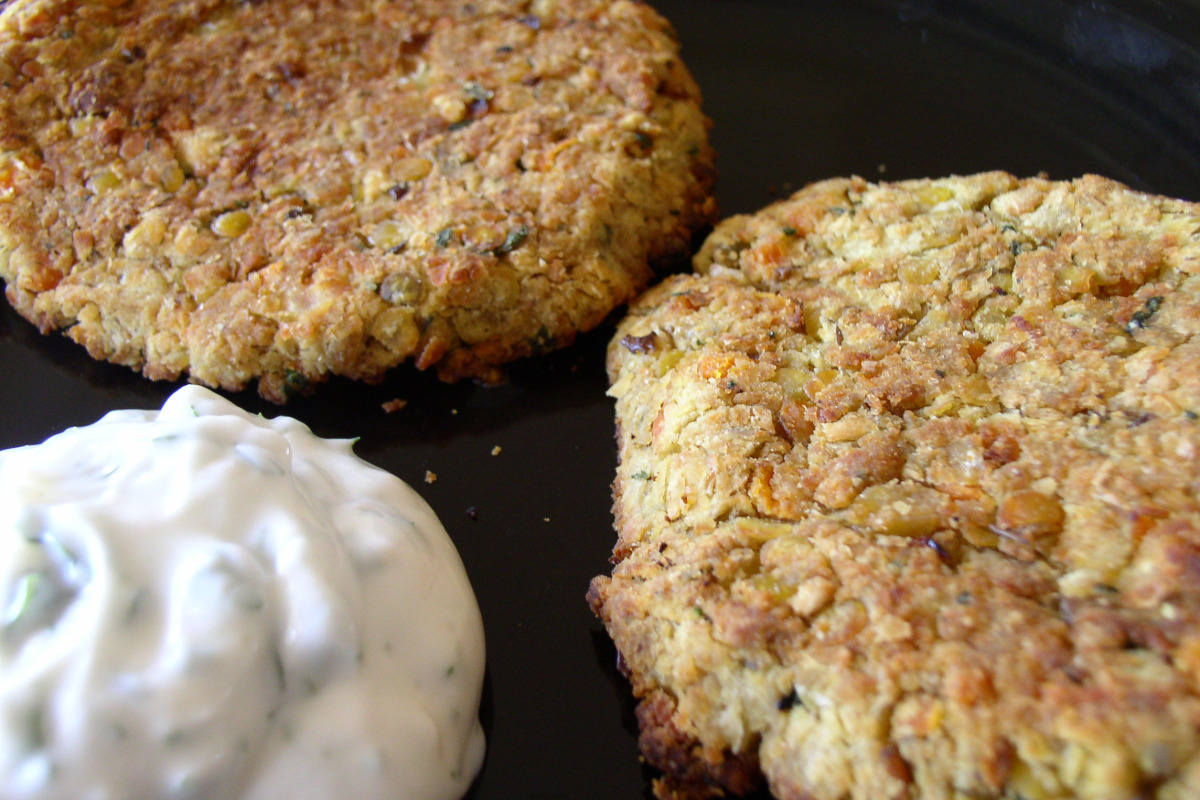 Herb-Infused Red Lentil Veggie Burgers