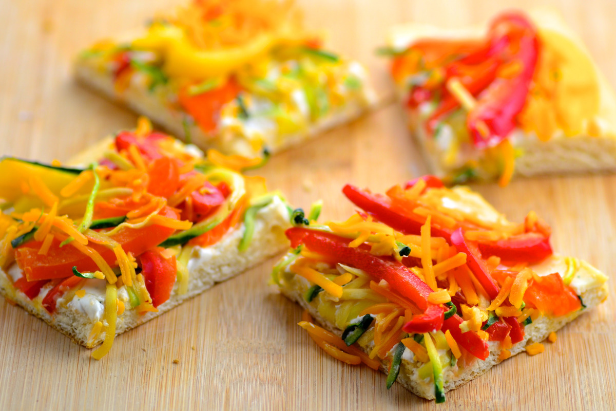 Geometric Veggie Pizza with Herb Aioli