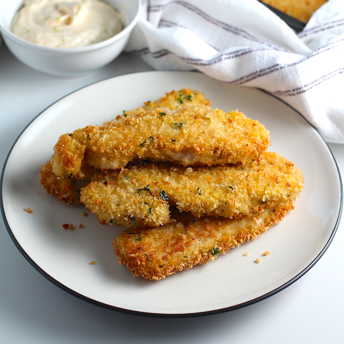 Crispy Parmesan-Panko Chicken Fries with Herb Dip