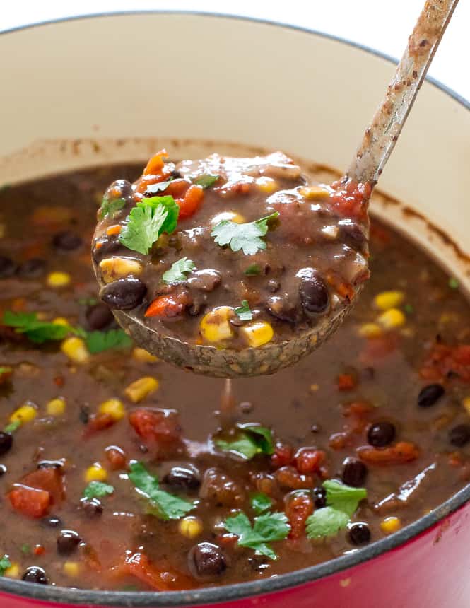 Black Bean Soup with Smoky Charred Corn