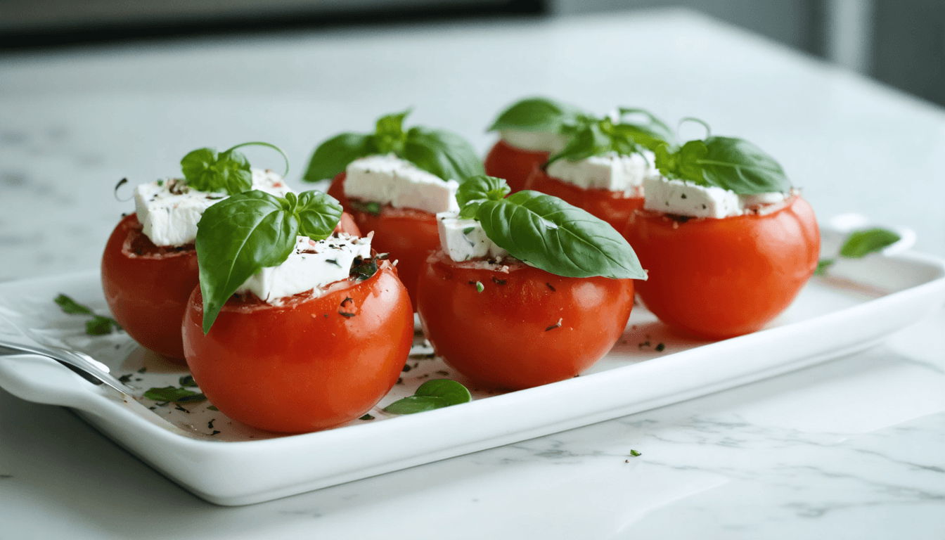 Split-Filling Stuffed Tomatoes with Tomato Basil and Feta