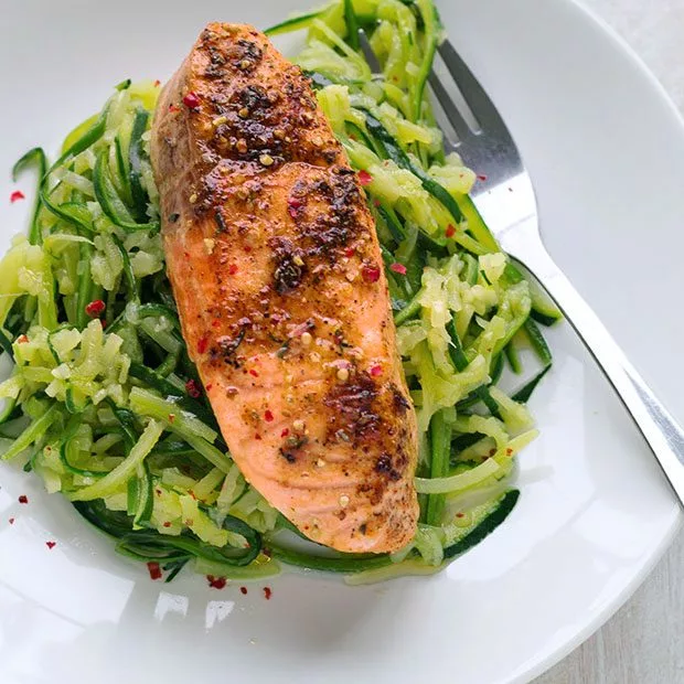 Crispy Lemon-Dill Salmon with Roasted Zucchini