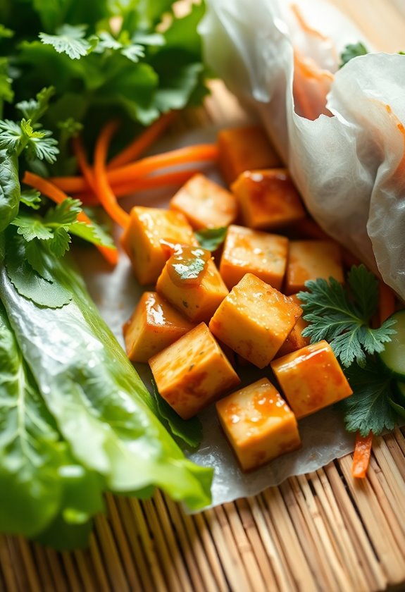 Stir-Fried Tofu and Vegetable Spring Rolls