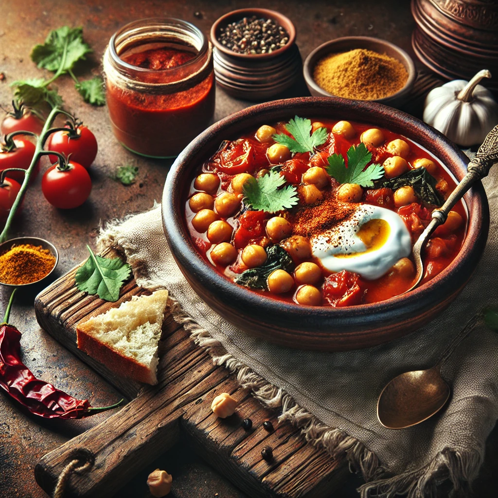 Harissa-Spiced Chickpea and Spinach Stew