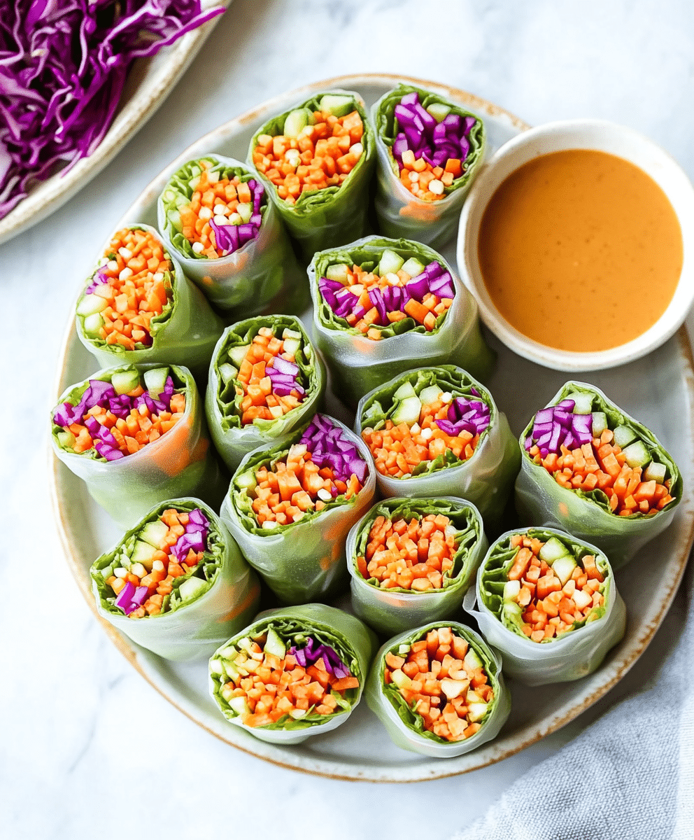 Pan-Fried Vegetable Spring Rolls with Peanut Sauce