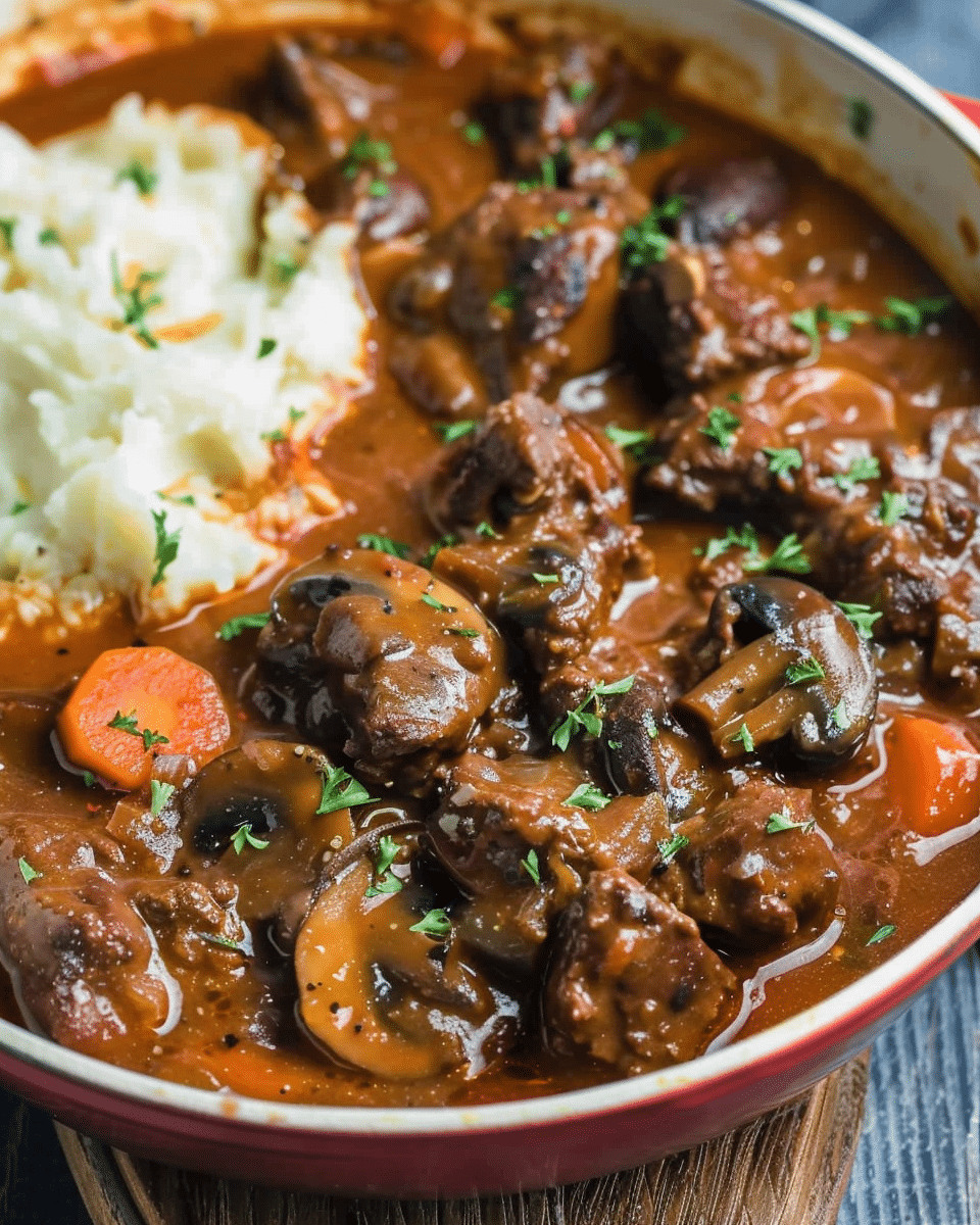 Low-Simmered Beef and Mushroom Stew